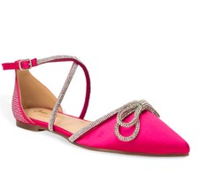 Women s Rhinestone Embellished Pointed Toe Ballet Flats with Ankle Straps