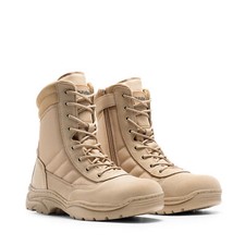 Men Military Tactical Boots Side Zip Lace Up Combat Work Outdoor Hiking Boots