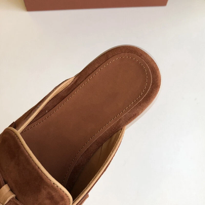 Французский стиль женщин из натуральной кожи замши поскользнуться на мокасины тапочки Mules плоскостях туфли - Изображение 3 из 4