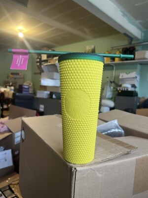   NEW Studded Pineapple yellow Tumbler 24oz Cup Double Wall Starbucks Hawaii