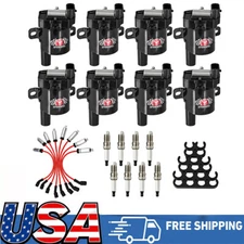 Set of 8 Round Ignition Coil Pack UF262 with Spark Plug and Wire For Chevy GMC