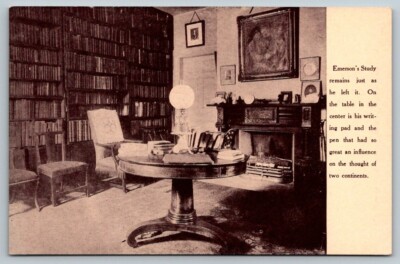 Emerson's Study  Massachusetts  Postcard  c1915