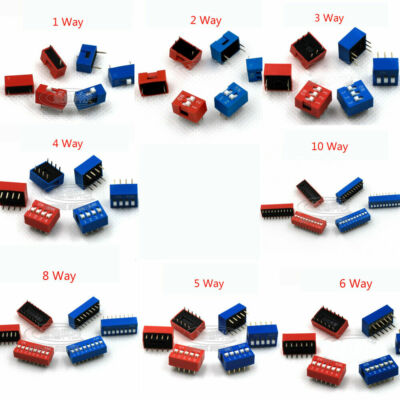 1/2/3/4/5/6/8/10 Way Positions 2.54mm SPST Slide DIL DIP PCB Toggle Snap Switch