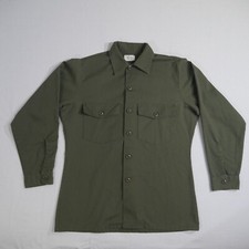 Vintage Military Shirt Mens 15.5 x 33 Green Utility Dura Press OG-507 US Army