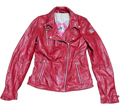 Freaky Nation Leather Motorcycle Jacket Size M Red Biker Butter Soft Womens