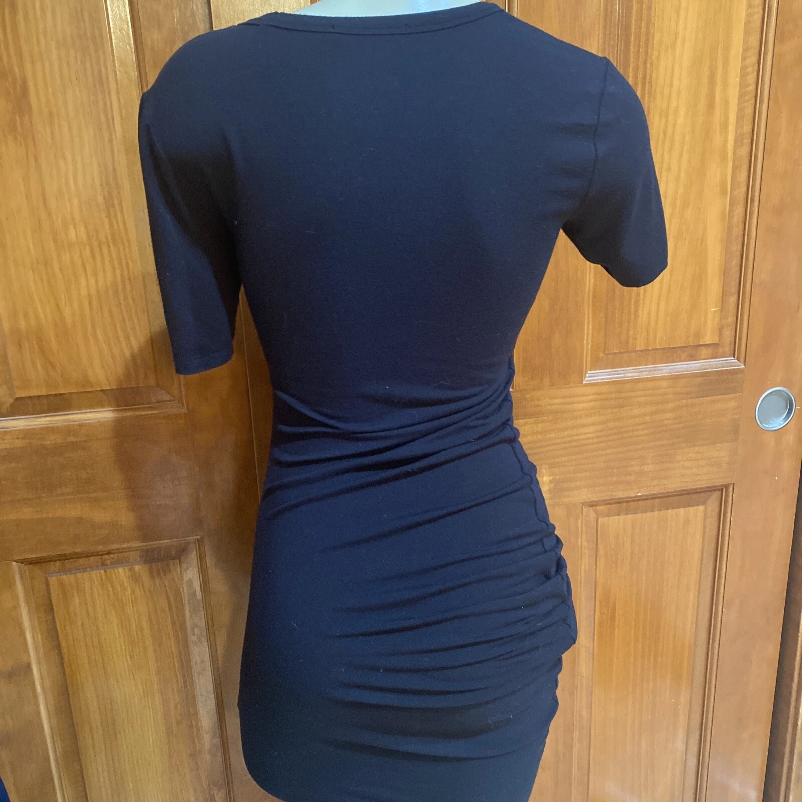 Abito rusch T Alexander Wang nero manica corta taglia XS