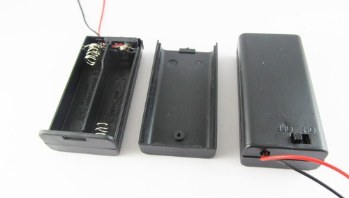 1pcs 2x AA 2A 3V Cell Battery Holder Box Case With Switch 6'' Lead Wire Black - Picture 3 of 3