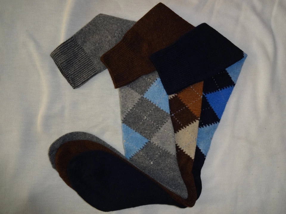 Lotto 3 paia Calze Uomo Lungo Tg. 39/42 20%Cashmere 40%Lana 20%Viscosa 20%Nylon