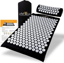 Acupressure Mat & Pillow Set with Travel Bag, Cushioned Spike Mat for Back