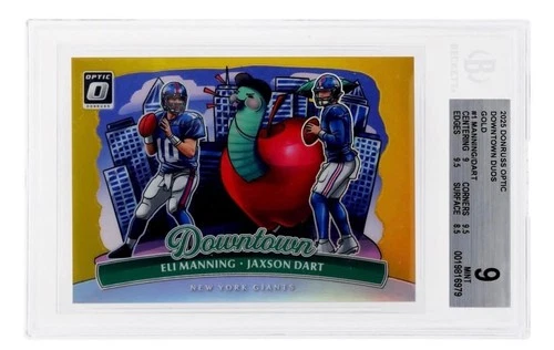 2025 Donruss Optic Eli Manning Jaxon Dart Dual Gold Downtown /10 BGS 9
