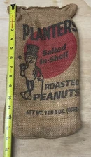 VTG Mr. Peanut Planters Burlap Sack Bag 1 lb. 8 oz Rough Shape