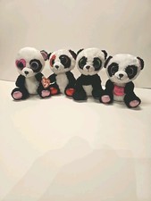 LOT OF 4 Ty Beanie Boos Pandas Bamboo, Valentina , Cutie Pie, Mandy