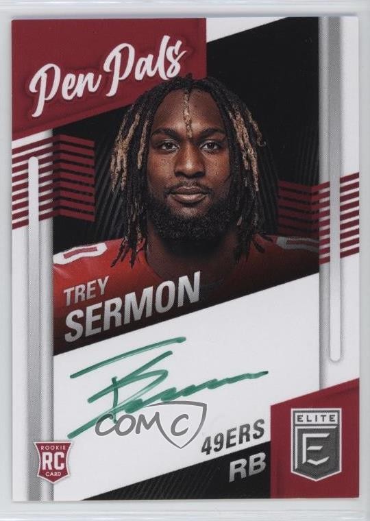 2021 Panini Donruss Elite Pen Pals Green Ink Trey Sermon Rookie Auto RC 1p9e
