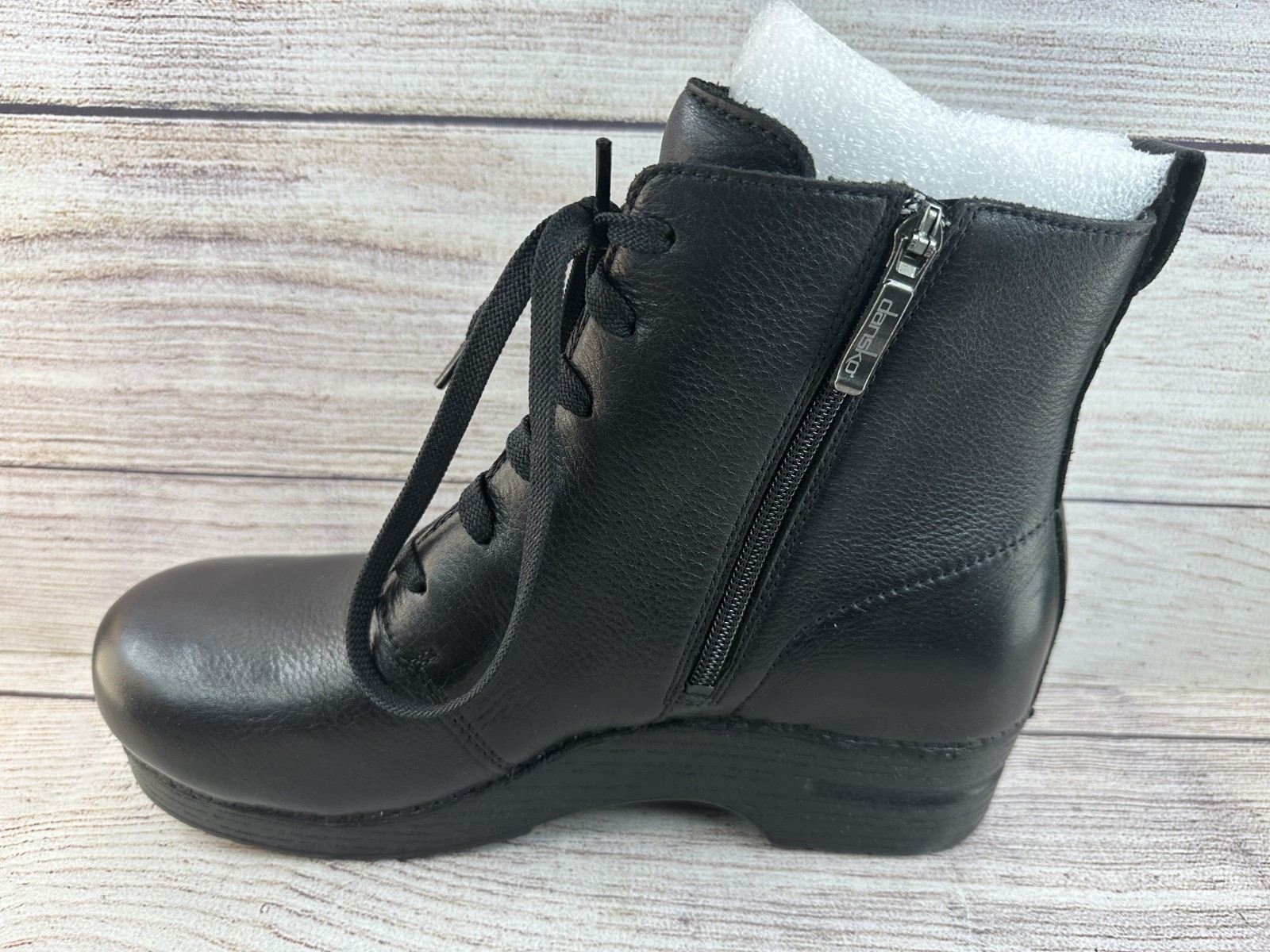 Dansko Sigourney Women's Black Tumbled Lace Up Combat Heeled Boots Size 42EU NWB image 7