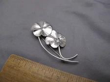 Fine Vintage STUART NYE Sterling Handmade DOUBLE PANSY FLOWER PIN-2 3/8 Inch