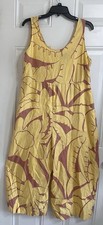 Patagonia Women's Jumpsuit Medium Garden Island Yellow Wide Leg Boho Tencel/Hemp