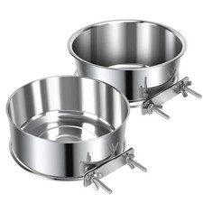 2 Pcs Stainless Steel Pet Dog Food Water Bowl for Cage Feeder Dish, 45oz  31oz