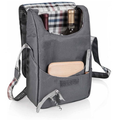 Picnic Time Dual Wine Bottle Tote Insulated Carrier Carnaby Street Gray Excellen