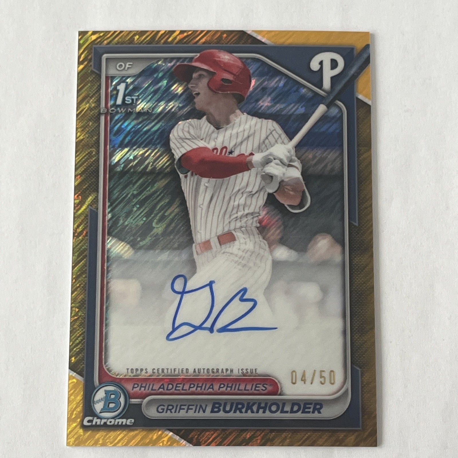 2024 Bowman Draft Chrome Auto Griffin Burkholder CPA-GB Gold Shimmer 04/50 (AU)