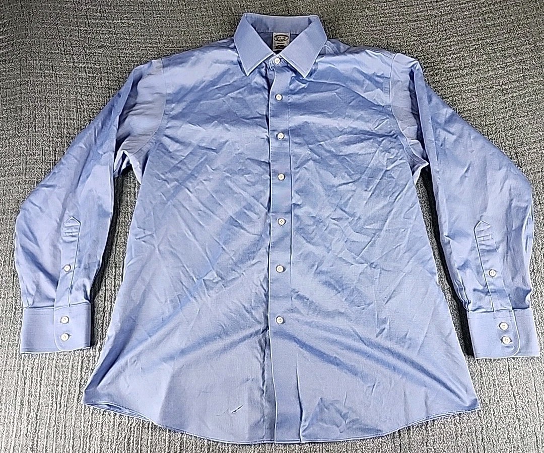 Brooks Brothers Shirt Mens 16.5 33 Blue Regent Button Up Long Sleeve