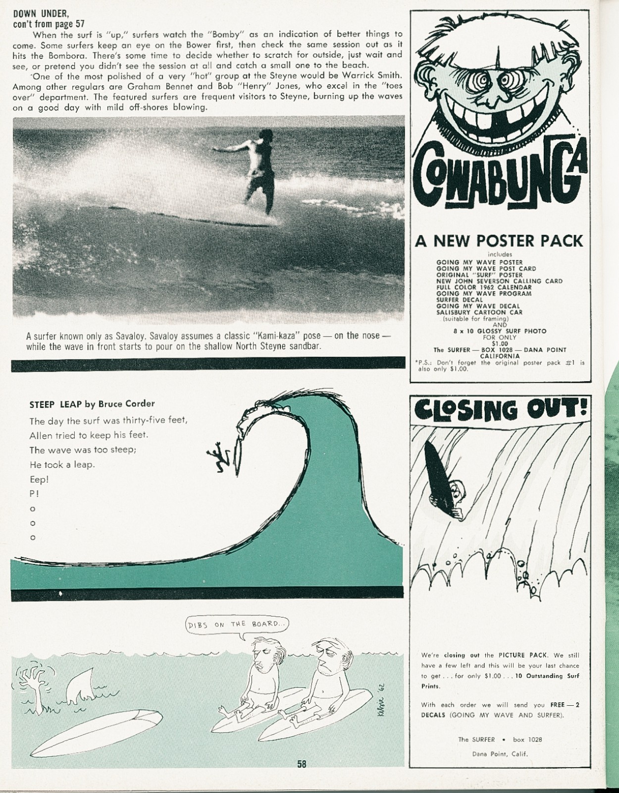 Surfer Magazine- Vol. 3 # 2 -May/June 1962 - Free Shipping