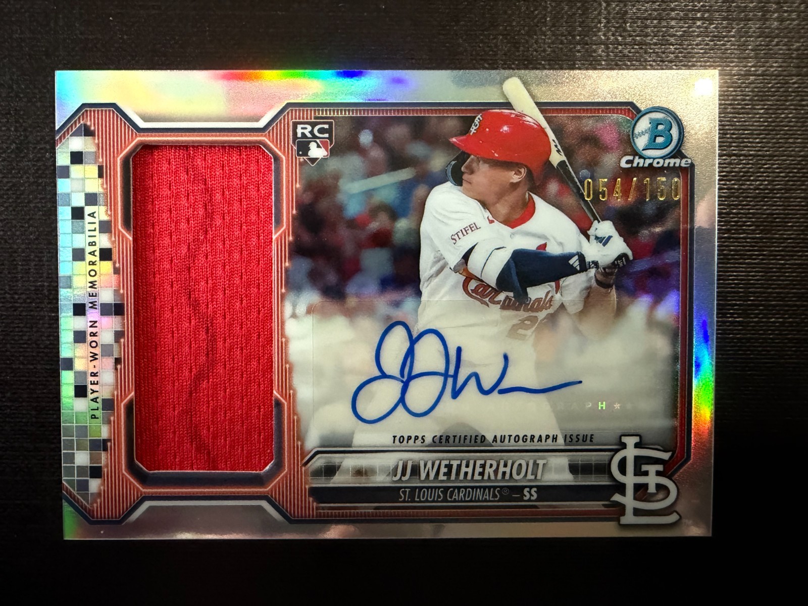 2026 Bowman Chrome JJ Wetherholt Jumbo Chrome Autograph Relic /150