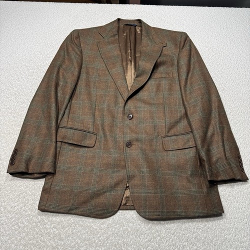 Brooks Brothers Men Blazer Loro Piana Italy Wool Brown Herringbone Plaid 40R