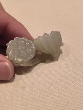 Antike alte chinesische weiße Jade Zwillings Lotus Schnitzerei