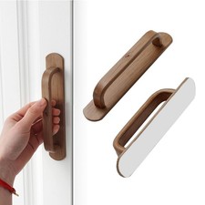 2 Pack Self-Stick Handle Wood Like Cabinet Handle Aluminum Pull with Adhesive...