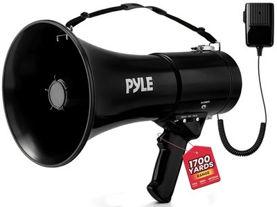 Pyle Megaphon Lautsprecher PA Horn mit integrierter Sirene 50 Watt & eine, schwarz 