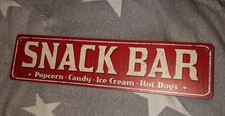 Letrero de metal para snack bar vintage aspecto óxido nuevo palomitas caramelo helado perros calientes