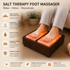 Natural Himalayan Pink Salt Foot Warmer Lamp Dual Salt Tile Relax Heat Therapy