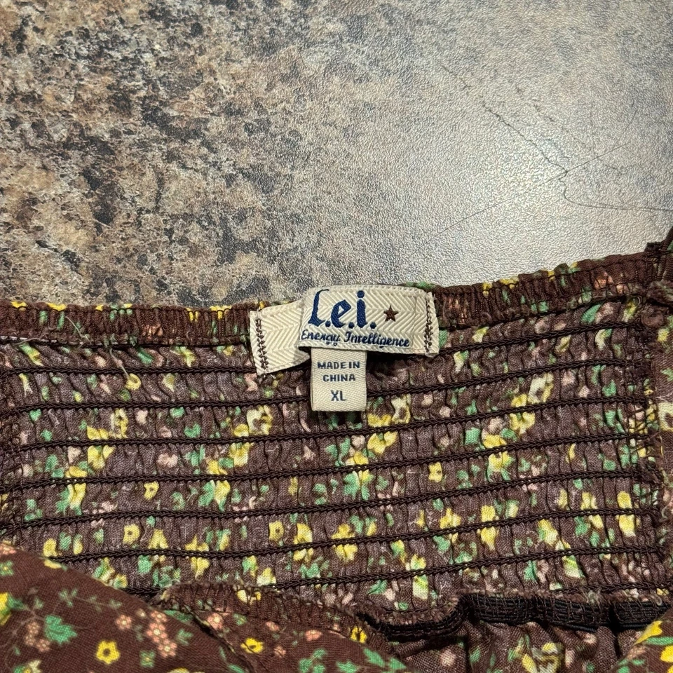 Vestido Lei Babydoll Y2K Cottage Boho Terroso Ditsy Floral Correa de Espagueti Marrón XL Foto 2 de 4