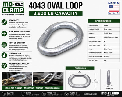 MO-CLAMP 4043 Heavy Duty Oval Loop 3800 lb Anchor Ring Collision Repair