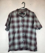 Toad & Co Mens XXL Blue Red Plaid Short Sleeve Coolant Shirt