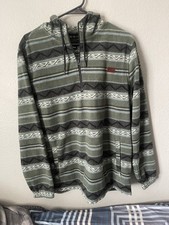 O'NEILL Men's Bavaro Striped Hoodie Front Pockets Size: Medium Olive Green