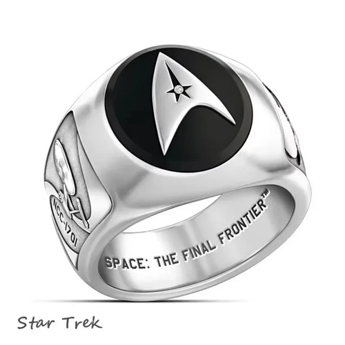 Nueva moda europea y americana logotipo de Star Trek blanco con incrustaciones de circón - Imagen 11 de 24