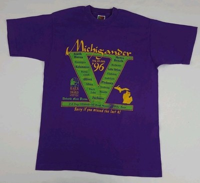 Vintage Michigander Cycling Event Print T Shirt 90s Vtg Free Press Bicycle Sport