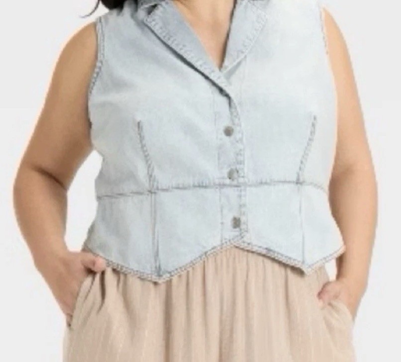 Ava & Viv Denim Vest Womens Sz 2X Corset Western Country Festival Coquette New