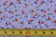 By 1/2 Yd, Orange Purple Floral on Lavender PolyCotton, B1706