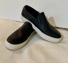 Steve Madden Sneakers Loafers Black Leather Women  s Slip On Tennis Shoes Size 9
