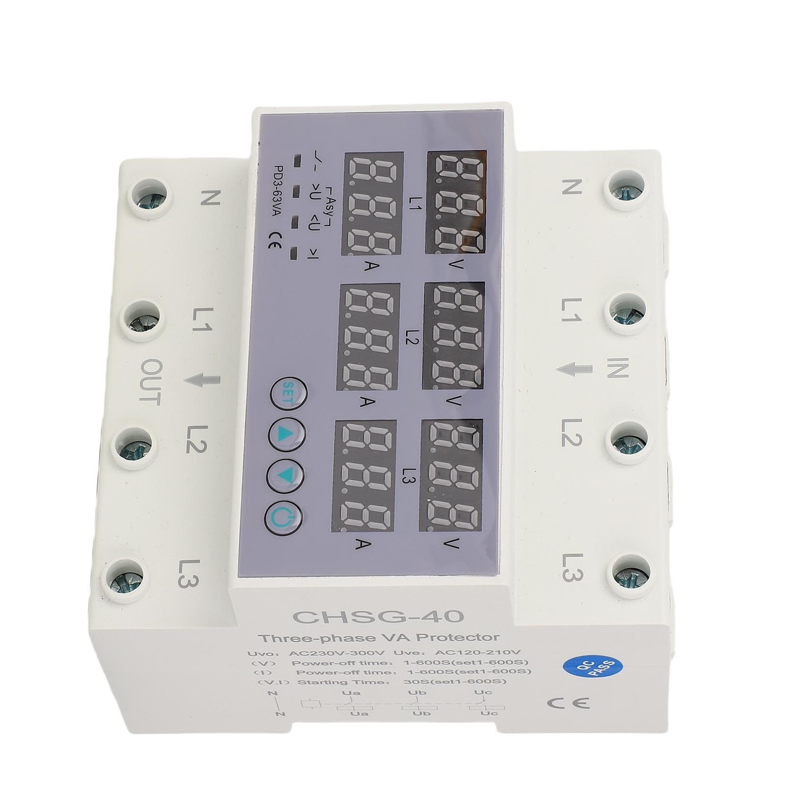 _3 Phase DIN Rail Voltmeter Ammeter Automatic Overvoltage Overcurrent Protector
