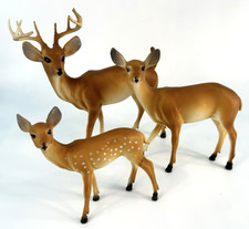 Vintage Deer Celluloid Hard Plastic Figurines Buck Doe Fawn Family