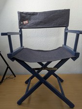 1 x Directors Chair Painted Wooden Frame Fold Down Arms Denim Canvas Seat Back