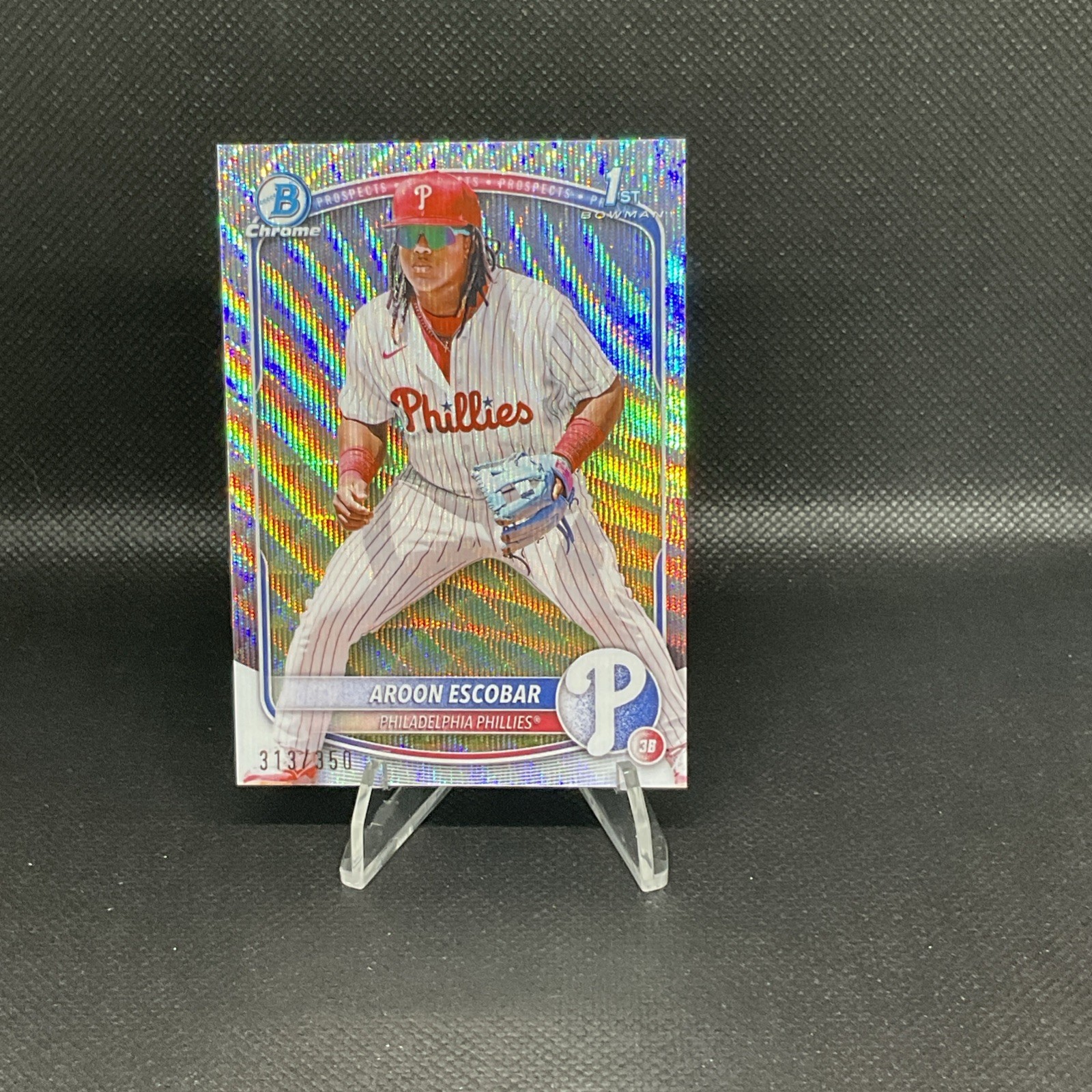 2025 Bowman Chrome Prospects Wave Refractor Aroon Escobar 1st Bowman RC /350
