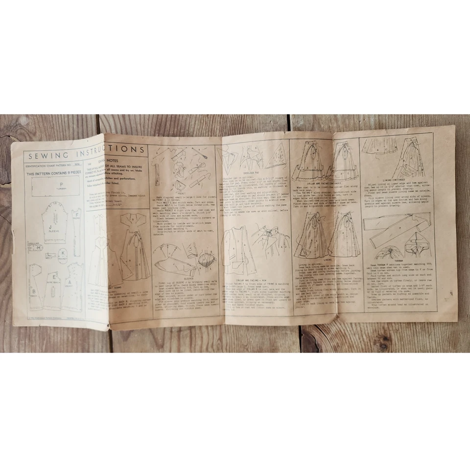 Vintage 1940s Sewing Pattern ORIGINAL Swing Coat + Turban Hollywood 1836 Bust 32 - Image 4 of 4