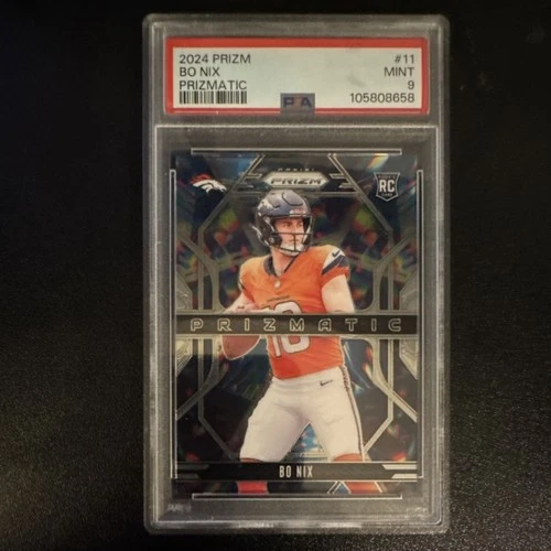 2024 Panini Prizm Prizmatic #11 Bo Nix Rookie PSA 9 Denver Broncos NFL Card
