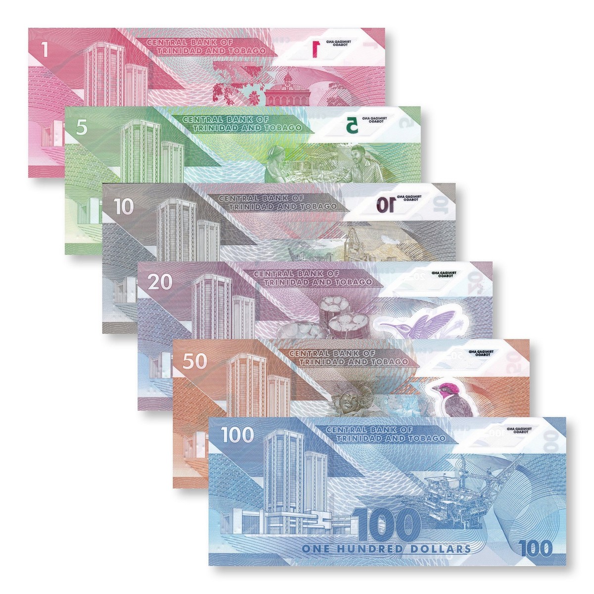 Trinidad & Tobago Full Set: 1–100 Dollars, 2019-2021, B236–B241