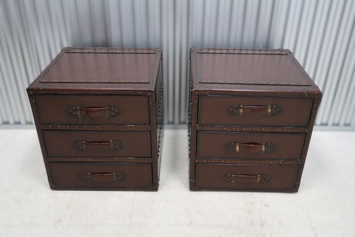 Nichols & Stone Departures Collection Leather Suitcases End Tables