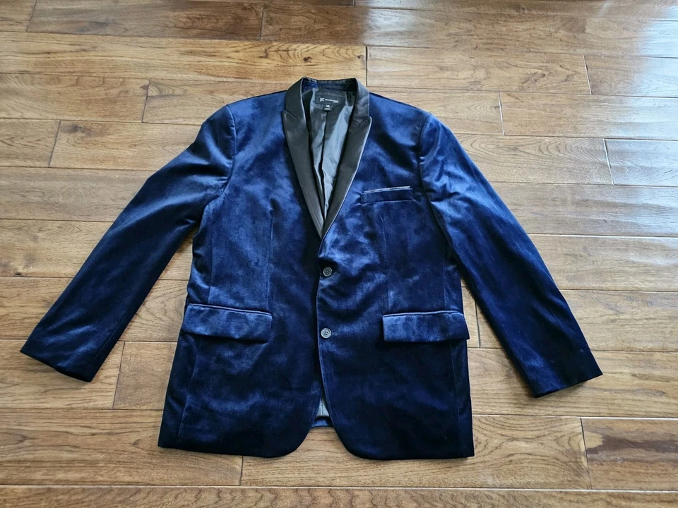 Blazer INC International Concepts Calce Ajustado Azul Terciopelo Satinado Para Hombre Talla XL  Foto 2 de 4